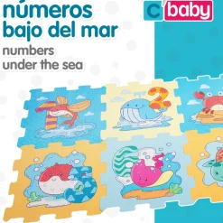 Alfombra puzle bebés animales y números 8 piezas gomaespuma C'Baby