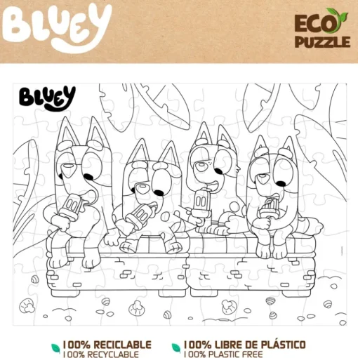 Bluey Puzzle ECO doble cara para colorear 24 piezas XL - Juguetes Amigables