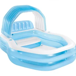 INTEX Piscina hinchable infantil c/sillón y toldo azul 229x191x135 cm