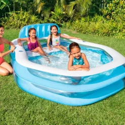 INTEX Piscina hinchable infantil c/sillón y toldo azul 229x191x135 cm