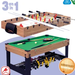 Mesa multijuegos 3 en 1 futbolín/billar/hockey 107x58x88 cm CB Games