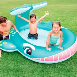 Piscina hinchable ballena intex con aspersor