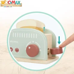 WOOMAX Tostadora de juguete de madera c/accesorios
