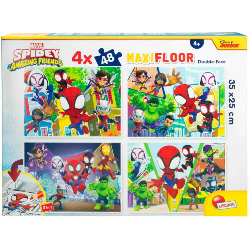 Spidey y su superequipo Pack 4 puzzles doble cara para colorear 48 ...